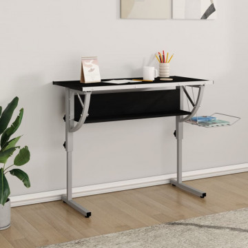 Birou Craft negru & gri 110x53x(58-87) cm lemn prelucrat & oțel - Img 1
