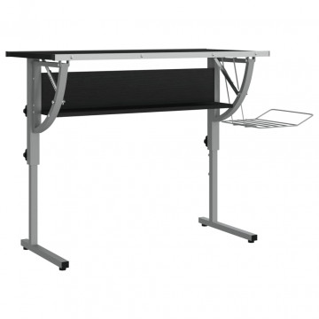 Birou Craft negru & gri 110x53x(58-87) cm lemn prelucrat & oțel - Img 2
