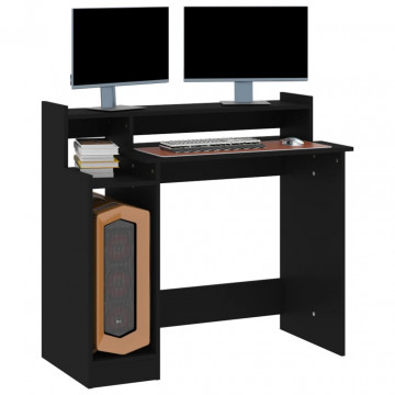 Birou cu lumini LED, negru, 97x45x90 cm, lemn prelucrat - Img 6