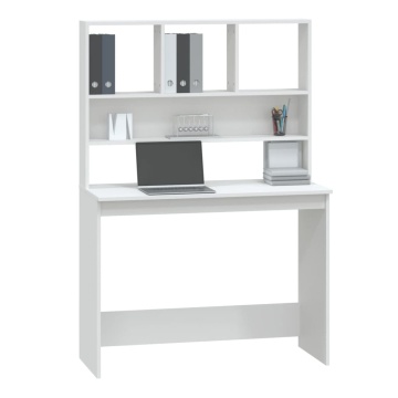 Birou cu rafturi, alb, 102x45x148 cm, lemn compozit - Img 4