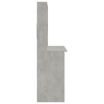 Birou cu rafturi, gri beton, 102x45x148 cm, lemn compozit - Img 5