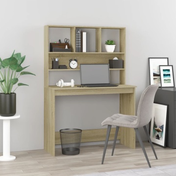 Birou cu rafturi, stejar sonoma, 102x45x148 cm, lemn compozit - Img 1