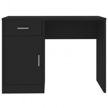 Birou cu sertar și dulap, negru, 100x40x73 cm, lemn prelucrat - Img 8