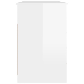 Birou cu sertare, alb extralucios, 102x50x76 cm, lemn prelucrat - Img 7