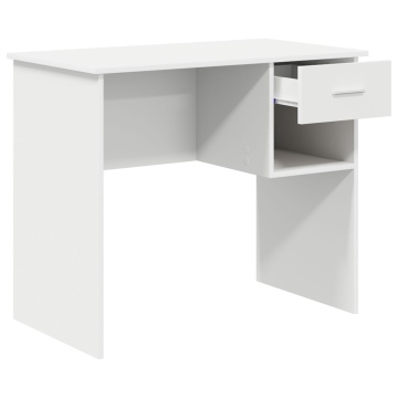 Birou cu spațiu de stocare alb 90x49.5x75 cm lemn prelucrat - Img 4