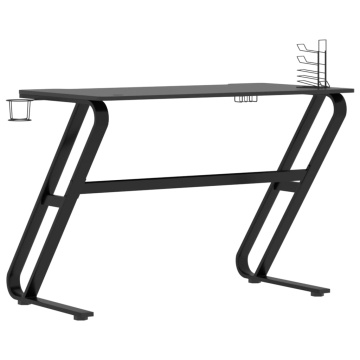 Birou de gaming cu picioare în formă de ZZ, negru, 110x60x75 cm - Img 4