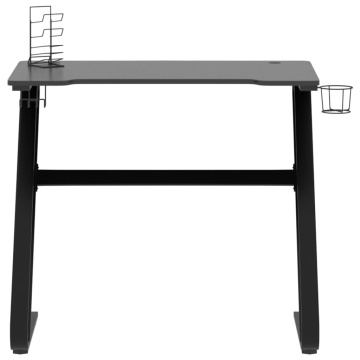 Birou de gaming cu picioare în formă de ZZ, negru, 90x60x75 cm - Img 3