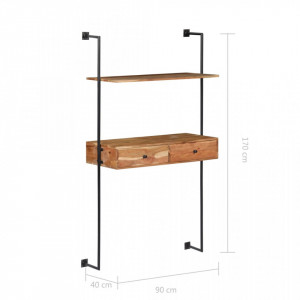 Birou de perete, 90 x 40 x 170 cm, lemn masiv de acacia - Img 7