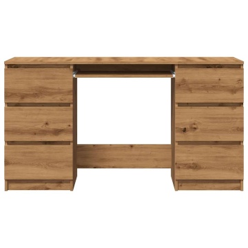 Birou de scris, stejar artizanal, 140x50x77 cm, lemn prelucrat - Img 4