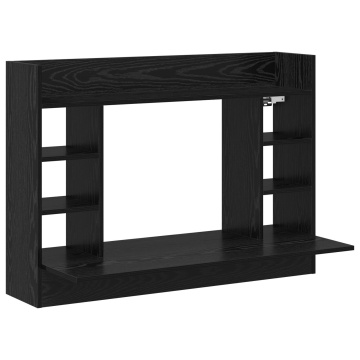 Birou Montat pe Perete Negru Stejar 105x48x75 cm Lemn Prelucrat - Img 2
