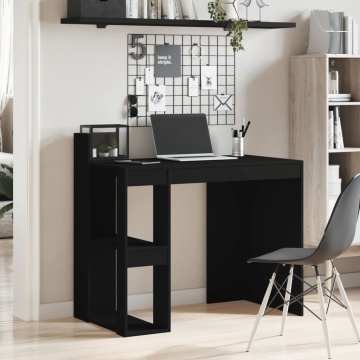 Birou, negru, 103,5x56,5x94 cm, lemn prelucrat - Img 3