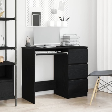 Birou Stejar negru 90x45x76 cm Lemn prelucrat - Img 1