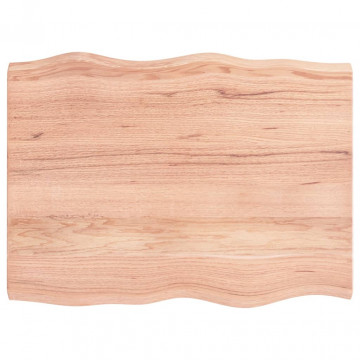 Blat birou maro deschis 80x60x4 cm, lemn masiv stejar tratat - Img 1