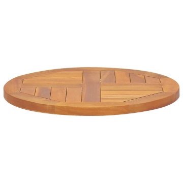 Blat de masă, 50 cm, lemn masiv de tec, rotund, 2,5 cm - Img 2