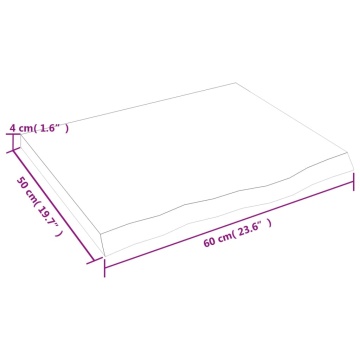 Blat de masă, 60x50x(2-4) cm, lemn masiv de stejar netratat - Img 7
