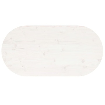 Blat de masă, alb, 110x55x2,5 cm, lemn masiv de pin, oval - Img 4