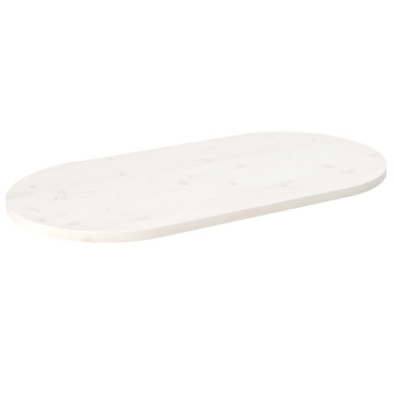 Blat de masă, alb, 90x45x2,5 cm, lemn masiv de pin, oval - Img 1