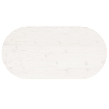 Blat de masă, alb, 90x45x2,5 cm, lemn masiv de pin, oval - Img 4