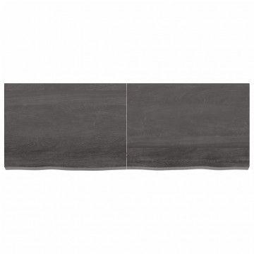 Blat de masă gri închis 140x50x6 cm, lemn masiv stejar tratat - Img 3