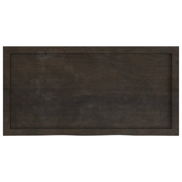 Blat de masă maro 100x50x(2-4) cm, lemn masiv stejar tratat - Img 4