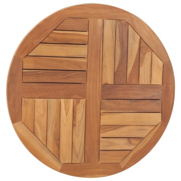 Blat de masă rotund, 70 cm, lemn masiv de tec, 2,5 cm - Img 2