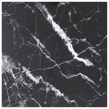 Blat masă negru 70x70 cm 6 mm sticlă securizată design marmură - Img 1