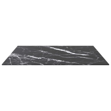 Blat masă negru 70x70 cm 6 mm sticlă securizată design marmură - Img 3