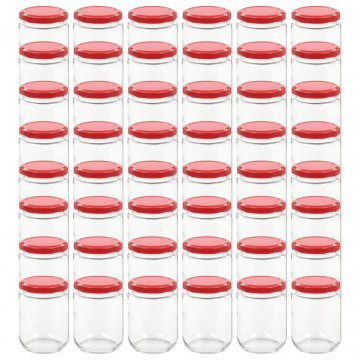 Borcane din sticlă pentru gem, capac roșu, 48 buc., 230 ml - Img 2