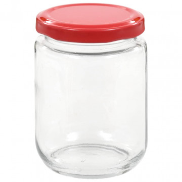 Borcane din sticlă pentru gem, capace roșii, 96 buc., 230 ml - Img 4