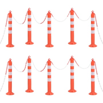 Bornă de control trafic cu lanţ, 10 buc., 75 cm, PE - Img 1