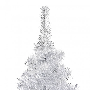 Brad Crăciun pre-iluminat cu set globuri, argintiu, 180 cm, PET - Img 3