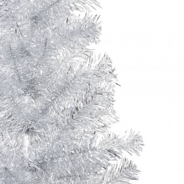 Brad Crăciun pre-iluminat cu set globuri, argintiu, 210 cm, PET - Img 2