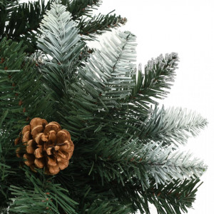 Brad de Crăciun artificial cu conuri pin și sclipici alb 150 cm - Img 7