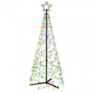 Brad de Crăciun conic, 200 LED-uri, multicolor, 70x180 cm - Img 2