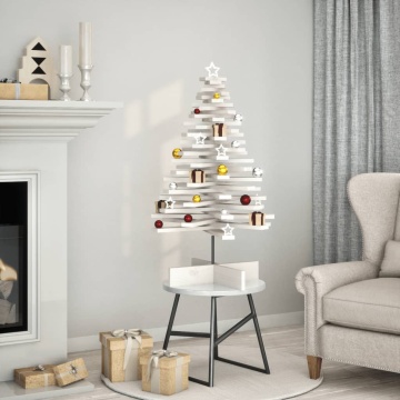 Brad de Crăciun decorativ, alb, 100 cm, lemn de pin masiv - Img 1