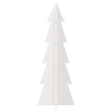 Brad de Crăciun decorativ, alb, 112 cm, lemn de pin masiv - Img 4