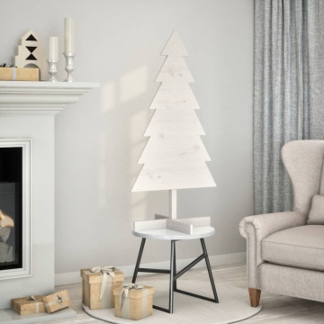 Brad de Crăciun decorativ, alb, 120 cm, lemn de pin masiv - Img 1