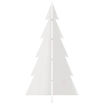 Brad de Crăciun decorativ, alb, 80 cm, lemn de pin masiv - Img 4