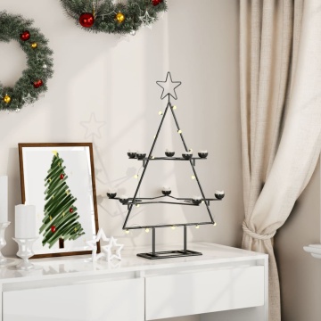 Brad de Crăciun din metal pentru decor, negru, 75 cm - Img 3