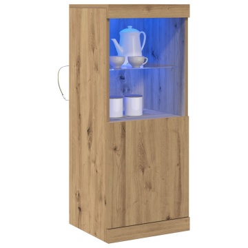Bufet cu lumini LED Stejar Artisan 41x37x100 cm - Img 3