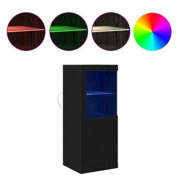 Bufet cu lumini LED Stejar Negru 41x37x100 cm - Img 4