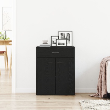 Bufet Negru Stejar 60x30x75 cm din lemn prelucrat - Img 4
