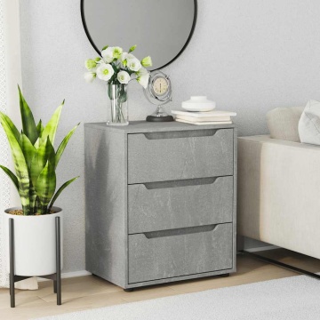 Bufetă „VISNES” Gri beton 60x40x73 cm Lemn prelucrat - Img 4