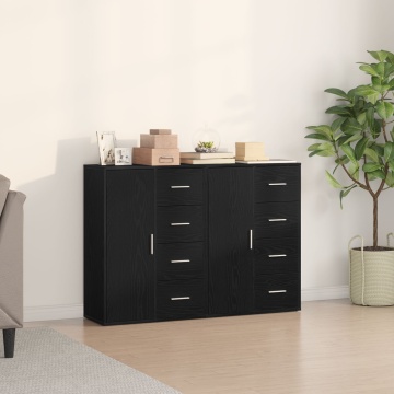 Bufete 2 buc Negru Stejar 60x31x84 cm Lemn Ingineresc - Img 1