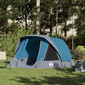 Cabină cort de camping, 4 persoane, albastru, impermeabil - Img 1