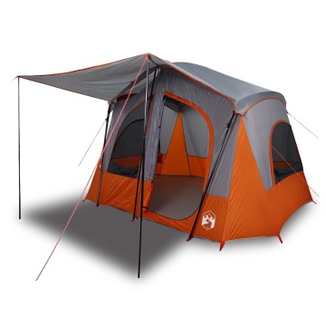Cabină cort de camping 5 persoane gri și portocaliu impermeabil - Img 2