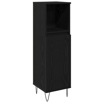Cabinet de baie Negru Stejar 30x30x100 cm Lemn prelucrat - Img 2