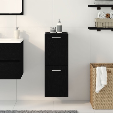 Cabinet de baie Negru Stejar 30x30x80 cm Lemn Laminat - Img 4
