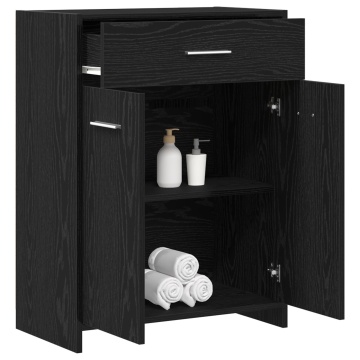 Cabinet de baie Negru Stejar 60x33x80 cm Din lemn compus - Img 3