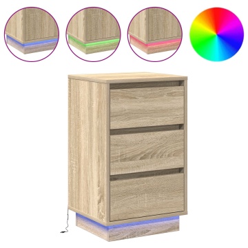 Cabinet noapte cu LED Stejar Sonoma 39x34,5x65 cm Lemn prelucrat - Img 4